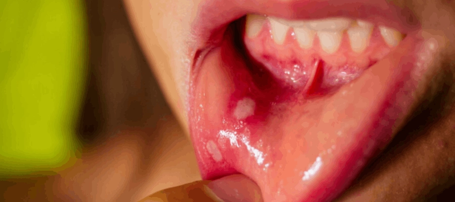 criança com aftas na boca precisando de tratamento para estomatite