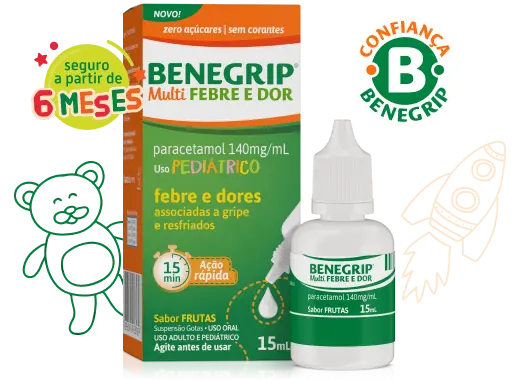 Embalagem de Benegrip<sup>®</sup> Febre e Dor.