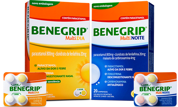 Embalagem de Benegrip® Multi Dia e Multi Noite.