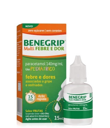 Foto da embalagem de Benegrip<sup>®</sup> Multi Febre e Dor.